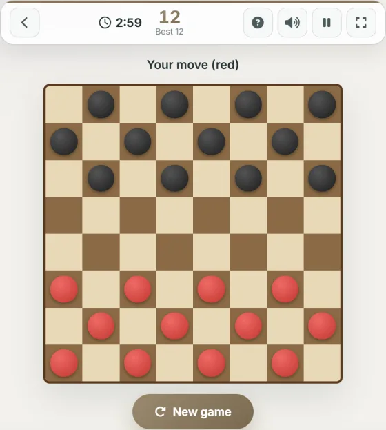 Classic Checkers Easy — live gameplay