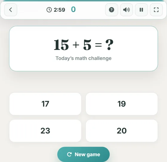 Daily Math — live gameplay