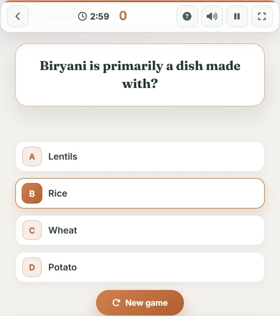 Food Quiz — live gameplay
