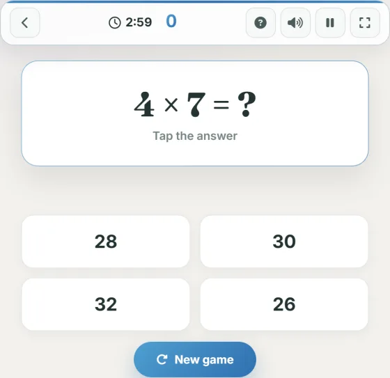 Multiplication Rush — live gameplay