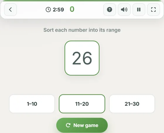 Number Sort — live gameplay