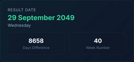 Date Calculator — result screen