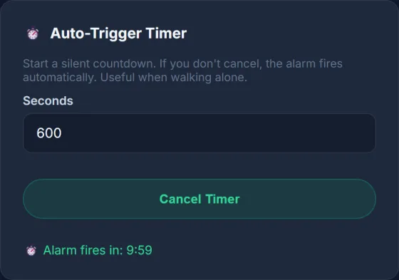 Distress Alarm — result screen
