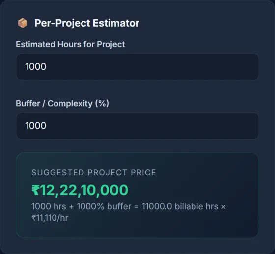 Advanced Freelance Rate Calculator — result screen