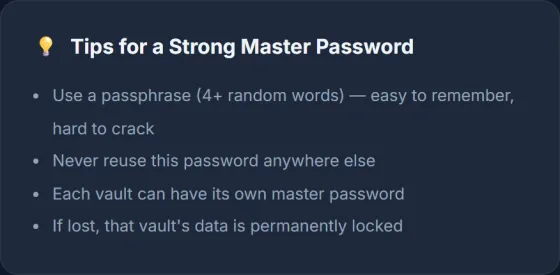 Master Password — result screen