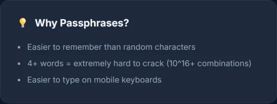 Passphrase Generator — result screen